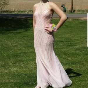 Pink sequin prom dress